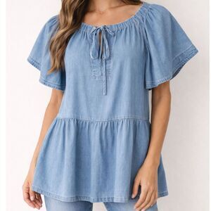 Joe's Jeans Chambray Peasant Blouse Size Small